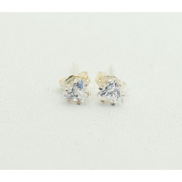 Sterling Stud Earrings, Triangle Earrings, Diamond Earrings, Shiny Earrings - J7 - Picture 2 of 3